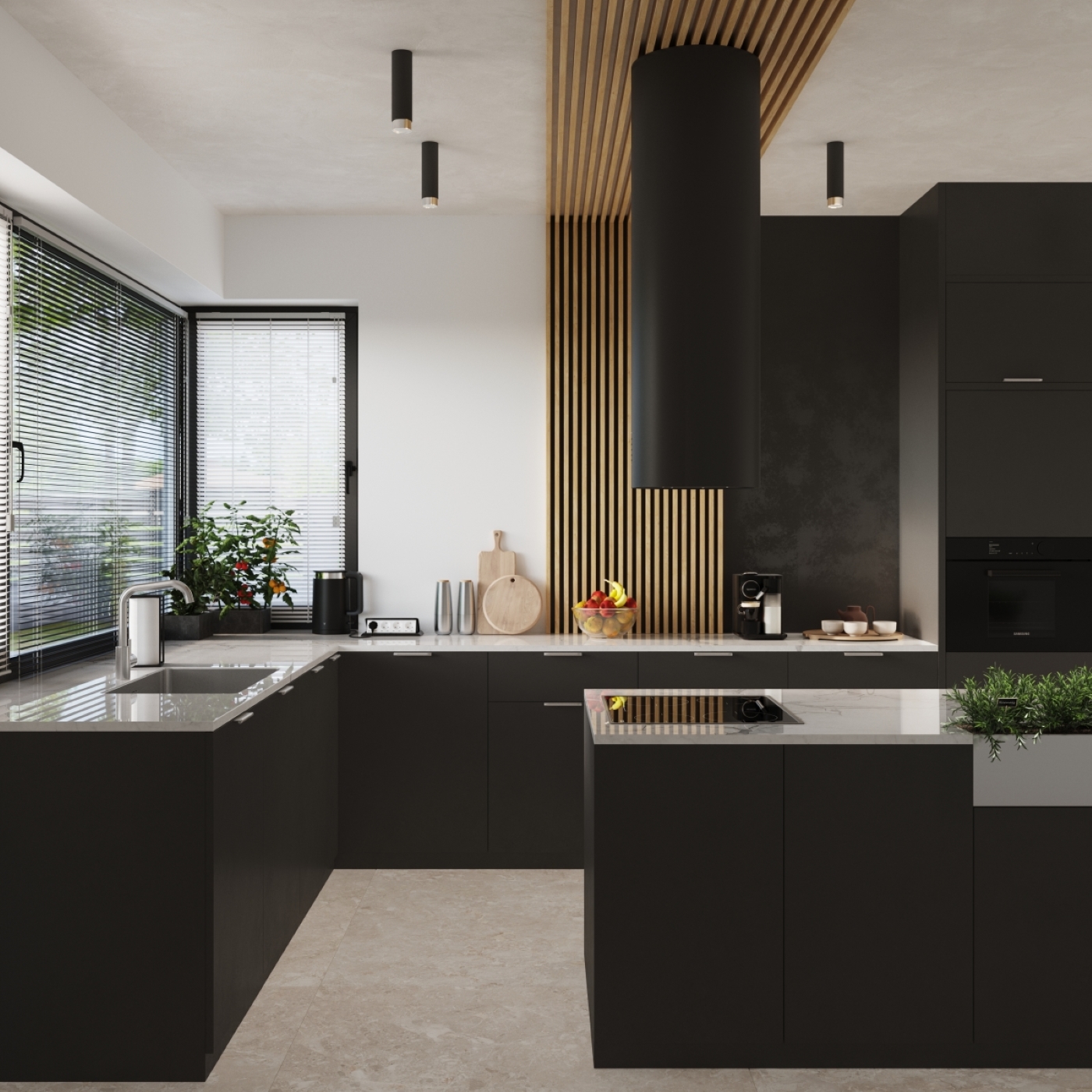 Plafond NERO 22,5 Schwarz/Chrom