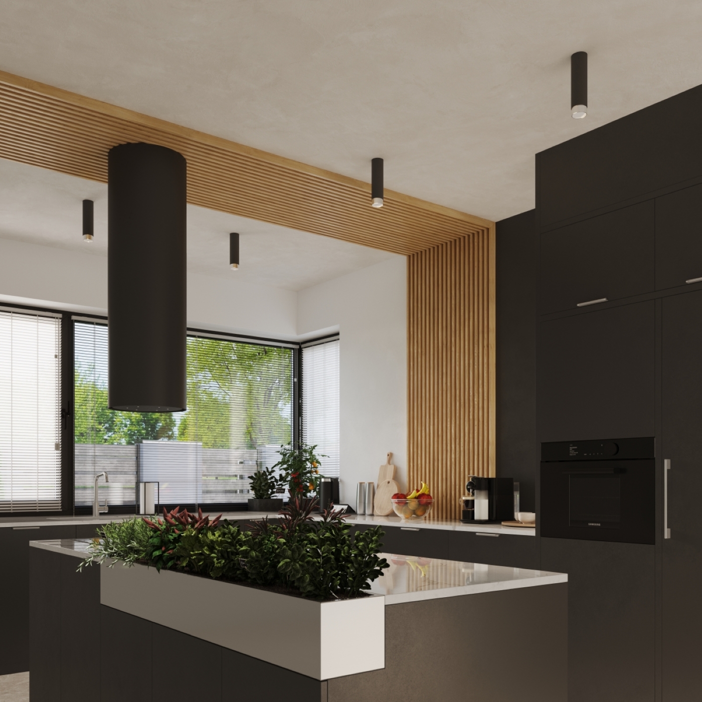 Plafond NERO 22,5 Schwarz/Chrom