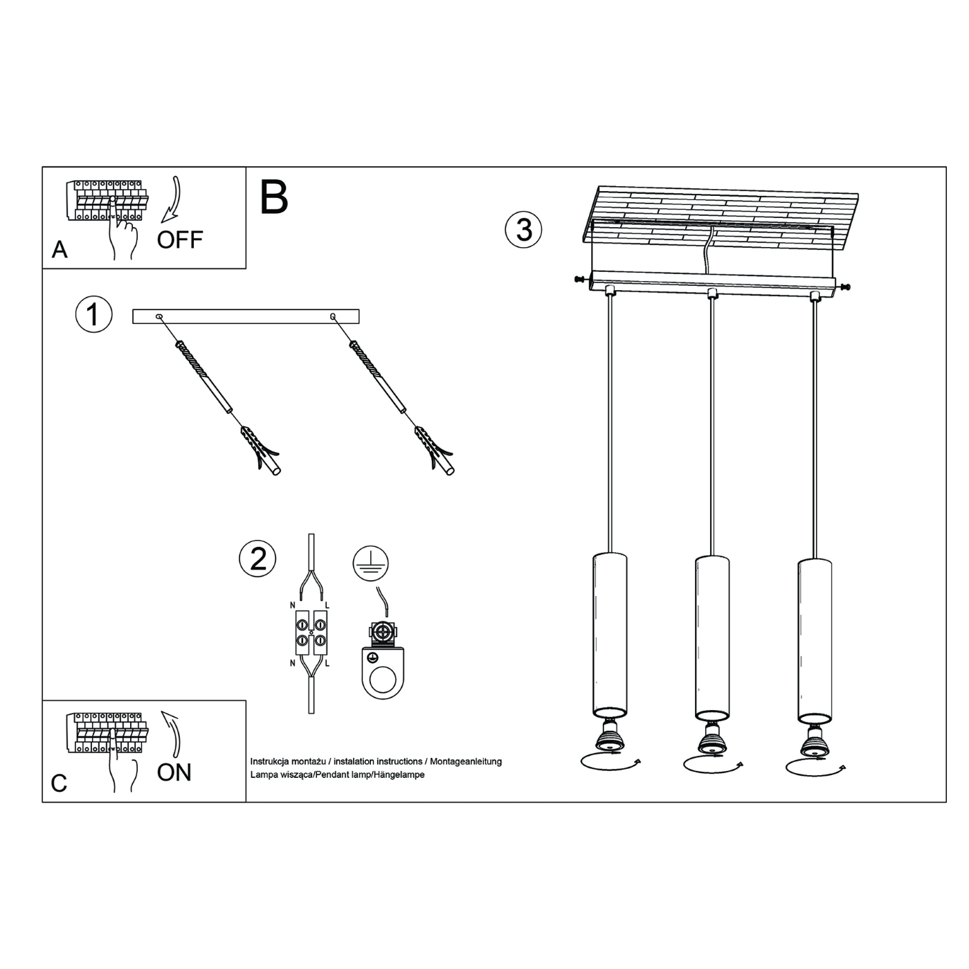 Pendelleuchte LAGOS 3L roter Ocker