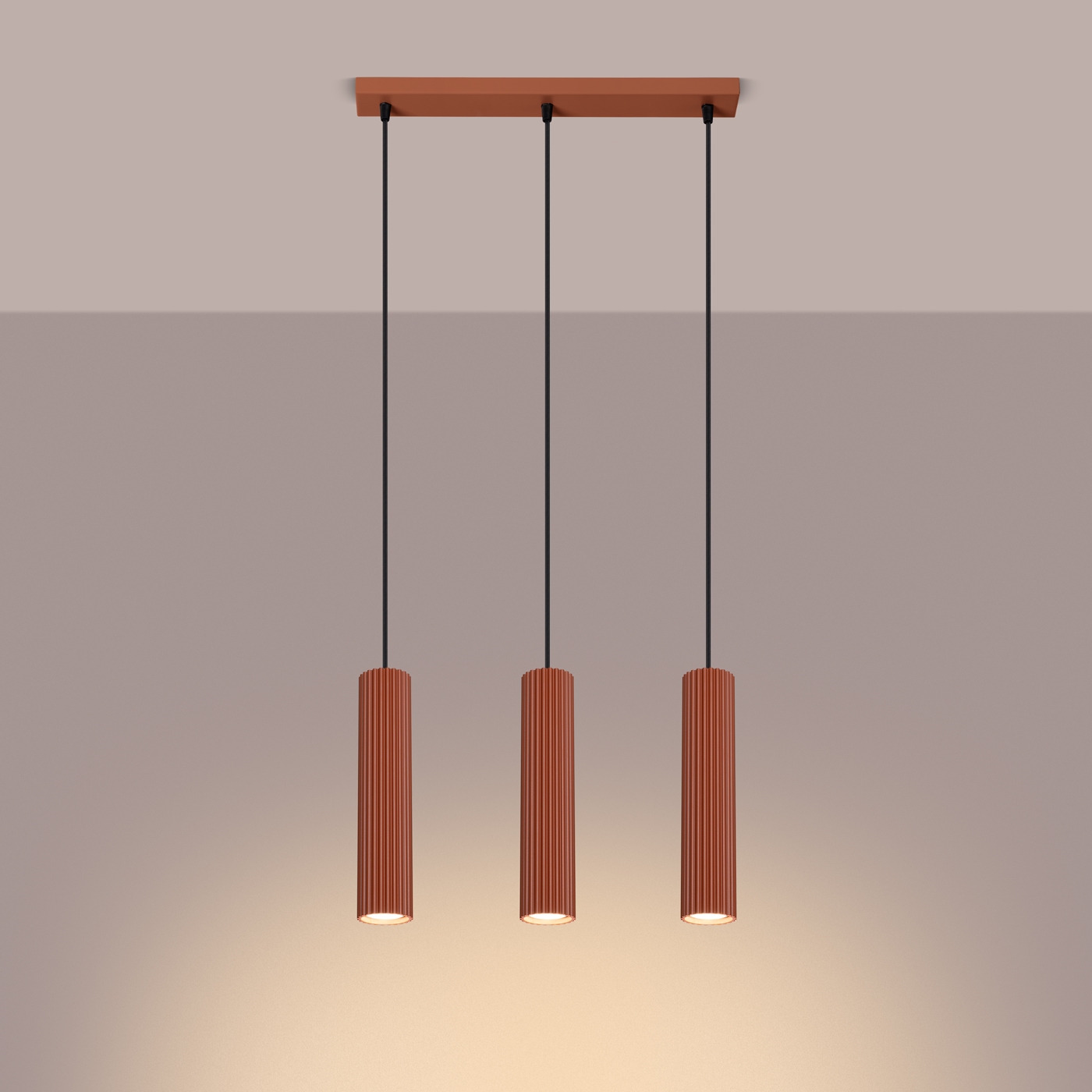 Pendelleuchte KARBON 3L roter Ocker