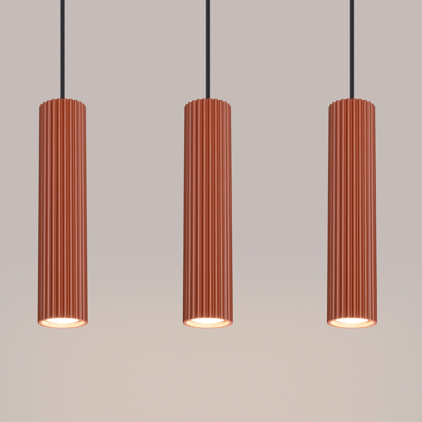 Pendelleuchte KARBON 3L roter Ocker