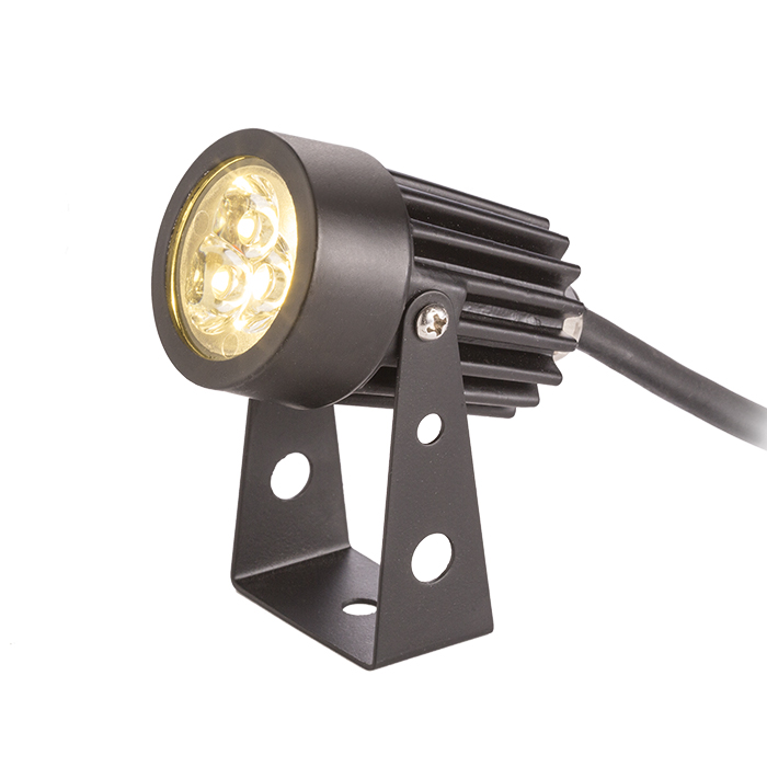 GUN mit Erdspieß schwarz 230V LED 3x1W 30° IP65 3000K