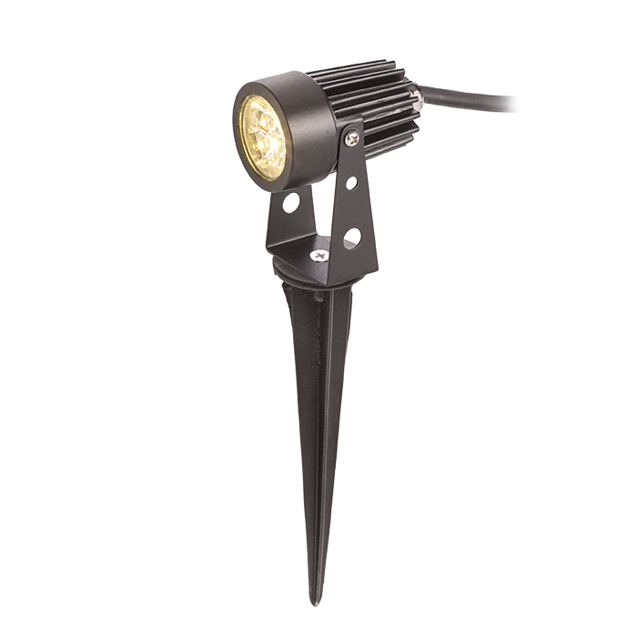 GUN mit Erdspieß schwarz 230V LED 3x1W 30° IP65 3000K