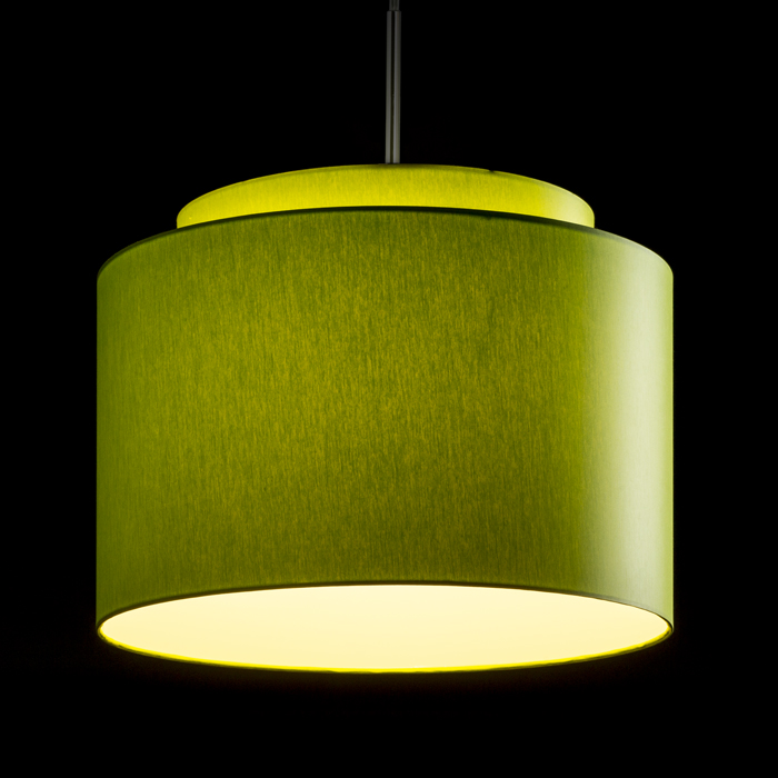 DOUBLE 40/30 Lampenschirm Chintz Limete/weißes PVC max. 23W