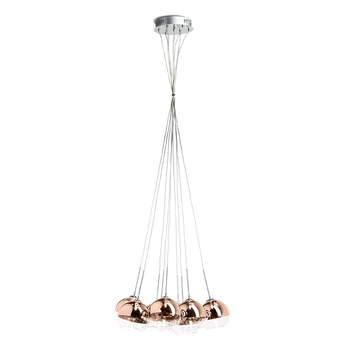 ASTRAL Pendelleuchte Kupferglas/Klarglas 230V/12V G4 10x20W