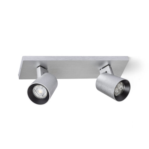 KENNY II Aufbauleuchte  gebürstetes Aluminium/schwarz 230V LED GU10 2x8W