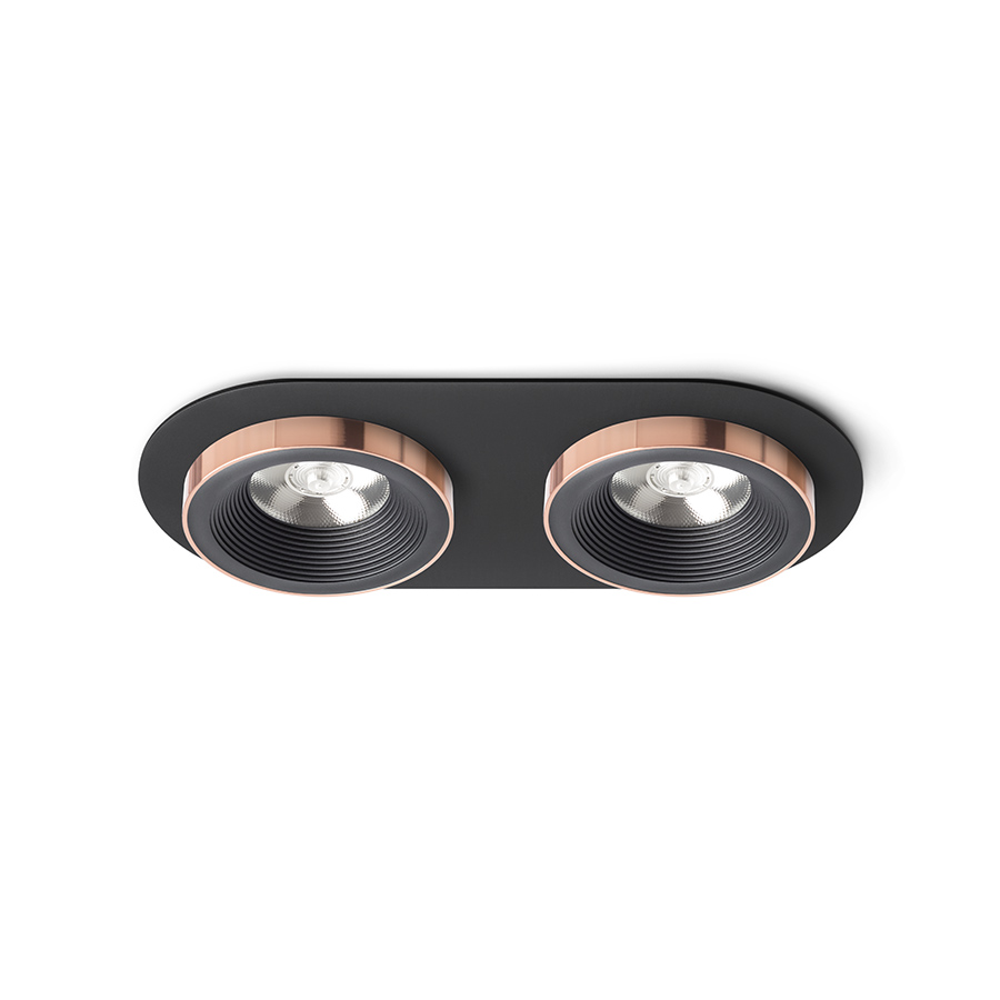 SHARM R II Einbauleuchte schwarz/schwarz Kupfer 230V LED 2x10W 24° 3000K