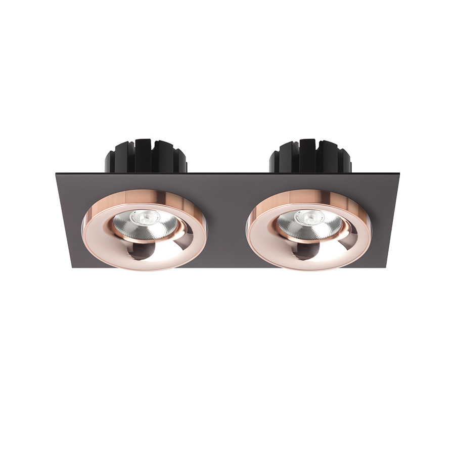 SHARM SQ II Einbauleuchte schwarz Kupfer/Kupfer 230V LED 2x10W 24° 3000K