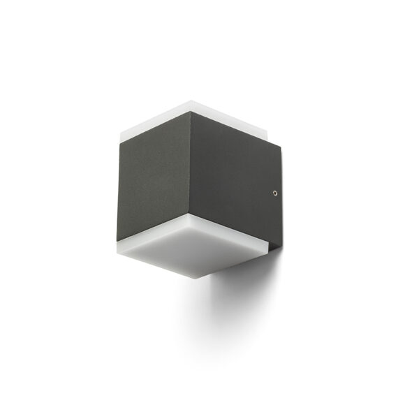 TIRAS II Wandleuchte anthrazitgrau milchfarbenes Acryl 230V LED 2x6W IP54  3000K