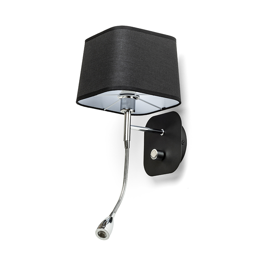 PERTH Wandleuchte S LED Spotlicht schwarz/schwarz Chrom 230V LED E14 LED 7+3W 30° 3000K