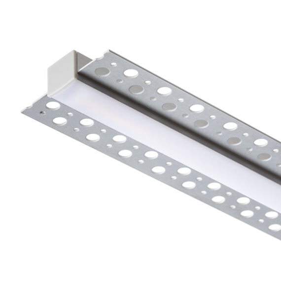 LED PROFILE B Einsenkung 1m  Aluminium/milchfarbenes Acryl