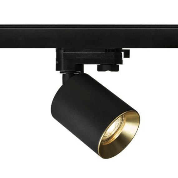 DARIO für 3-Phasen-Stromschiene schwarz Gebürstes Messing 230V LED GU10 9W