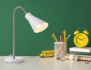ANIKA Tischleuchte matt weiß Mattnickel 230V LED E27 15W
