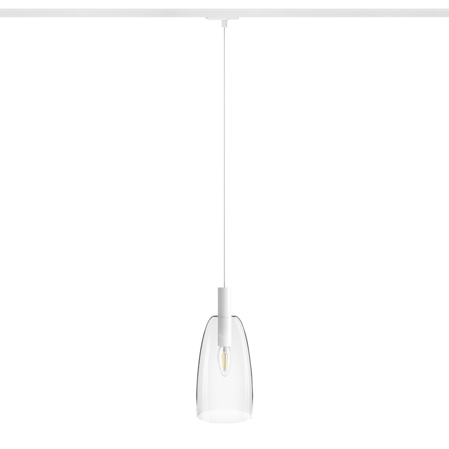 BELLINI L E14 für 1-Phasen-Stromschiene Pendelleuchte weiß Klarglas 230V LED E14 15W