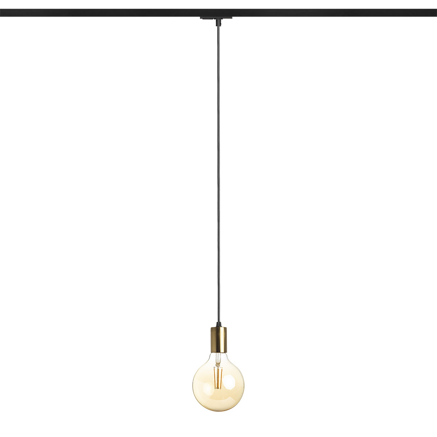 ARAQ für 1-Phasen-Stromschiene Pendelleuchte Gebürstes Messing/schwarz 230V LED E27 15W