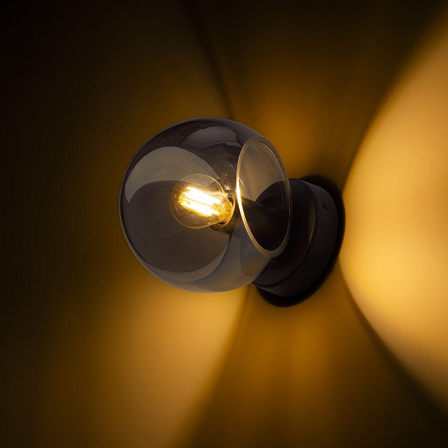 SOLARIS Aufbauleuchte Rauchglas/schwarz 230V LED E14 7W