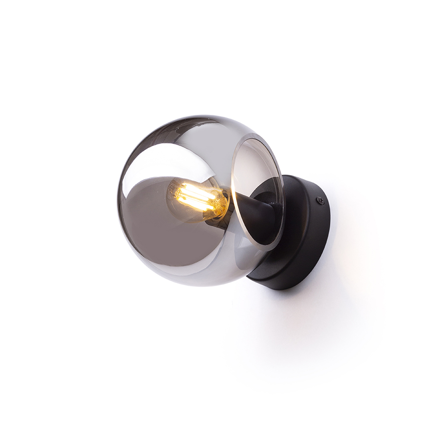 SOLARIS Aufbauleuchte Rauchglas/schwarz 230V LED E14 7W