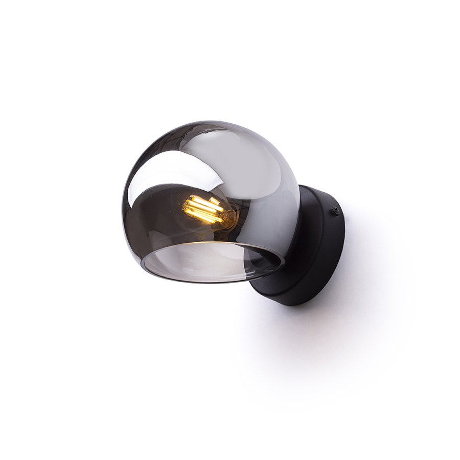 SOLARIS Aufbauleuchte Rauchglas/schwarz 230V LED E14 7W