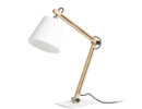 NIZZA Tischleuchte Polycotton weiß/Holz 230V LED E14 7W