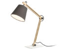 NIZZA Tischleuchte Polycotton schwarz/Holz 230V LED E14 7W