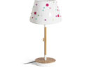 KEITH/DELISA Tischleuchte mit USB weiß Knöpfe/Buche 230V LED E27 11W