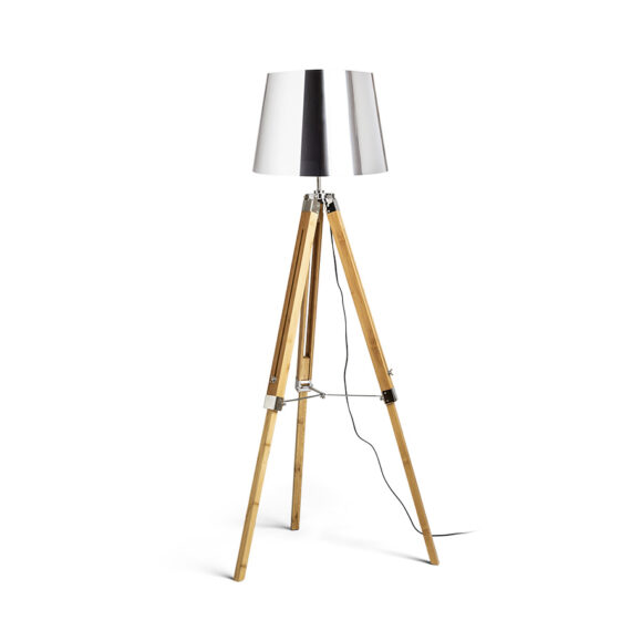 ALVIS/ILUSION Standleuchte Chromfolie/Bambus 230V LED E27 15W