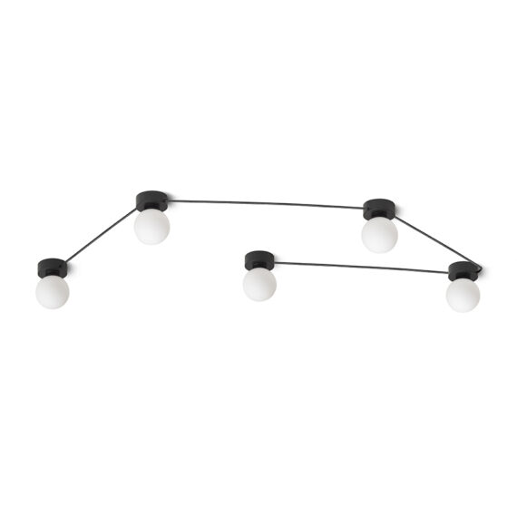 VELA V Deckenleuchte schwarz Opalglas 230V LED G9 5x6W