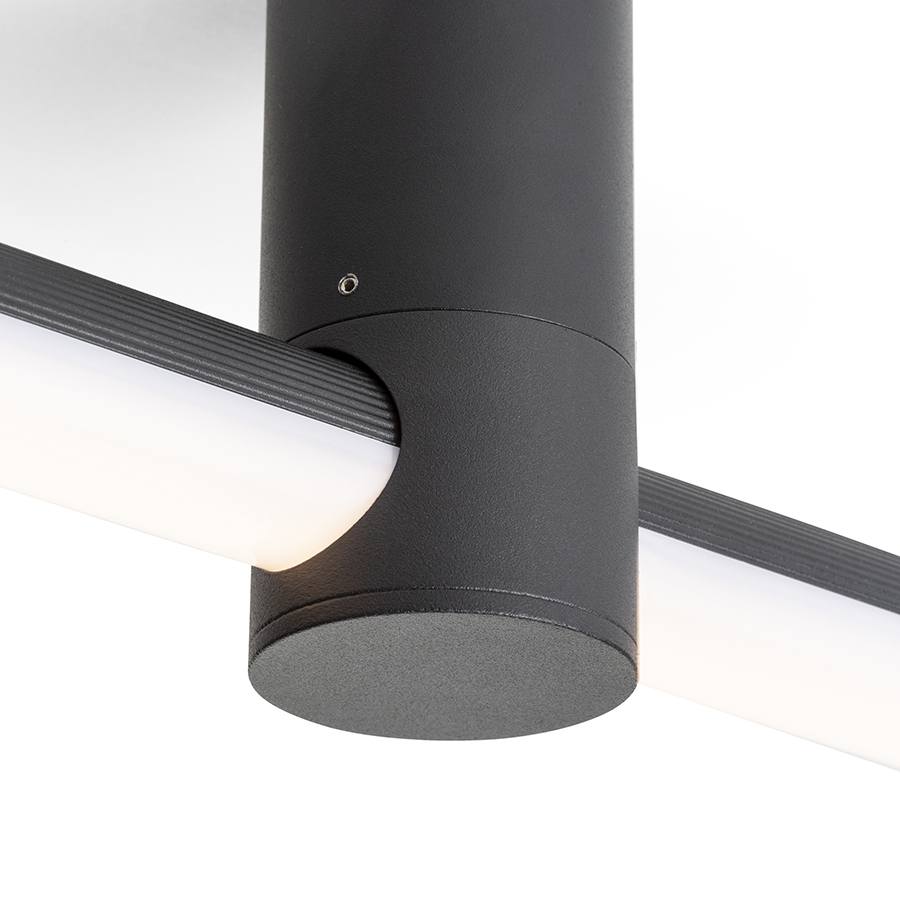 CLARIS 120 Aufbauleuchte schwarz milchfarbenes Acryl 230V LED 2x12W 3000K