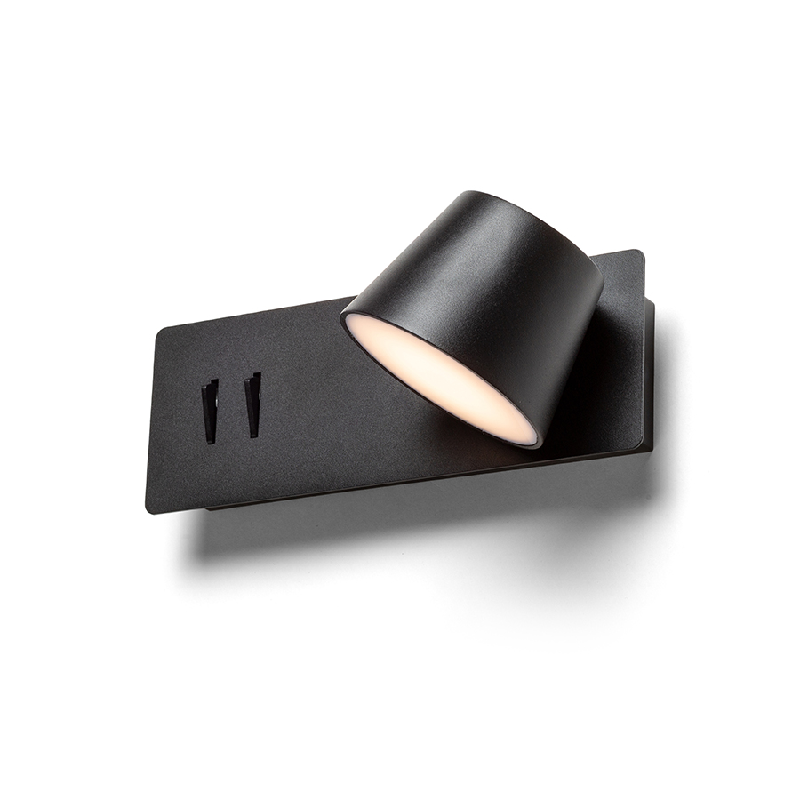 AMADEUS Wandhalterung mit Hintergrundbeleuchtung schwarz 230V LED 4+6W 3000K