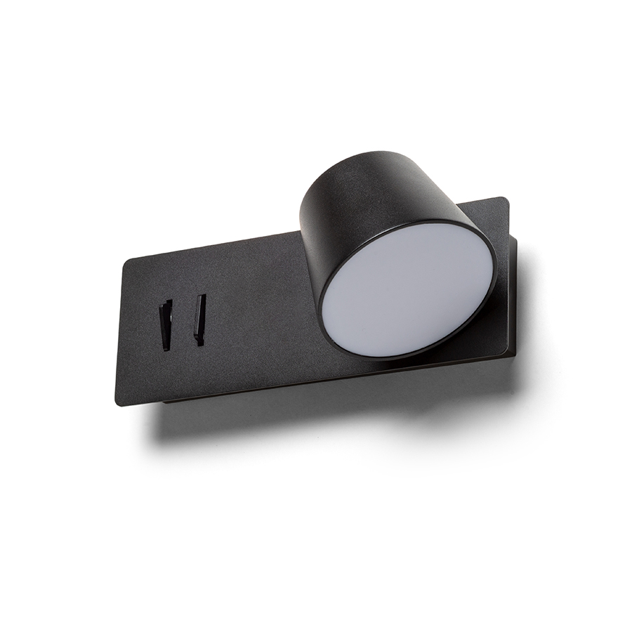 AMADEUS Wandhalterung mit Hintergrundbeleuchtung schwarz 230V LED 4+6W 3000K