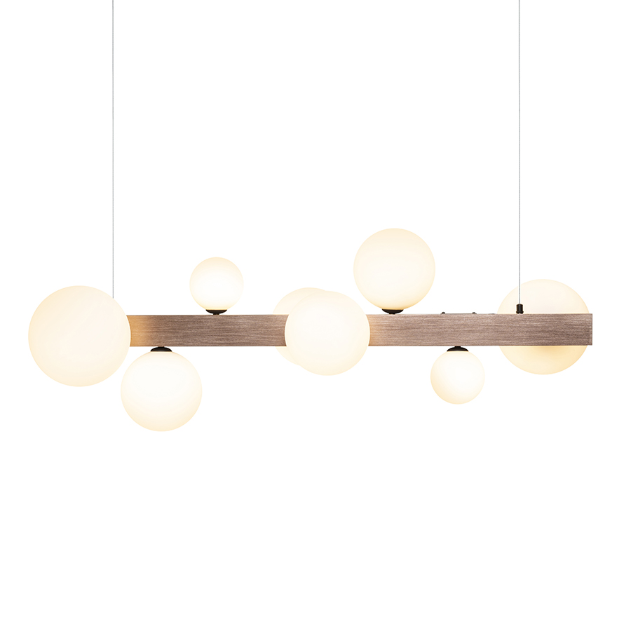 KASSANDRA Pendelleuchte Opalglas/Gebürstes Bronze 230V G9 8x6W