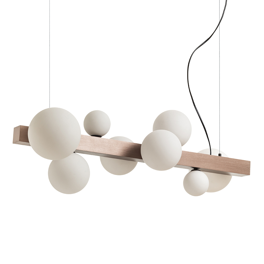 KASSANDRA Pendelleuchte Opalglas/Gebürstes Bronze 230V G9 8x6W