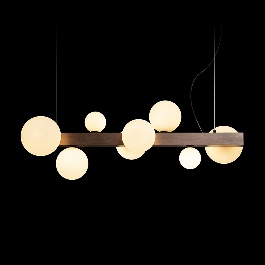 KASSANDRA Pendelleuchte Opalglas/Gebürstes Bronze 230V G9 8x6W