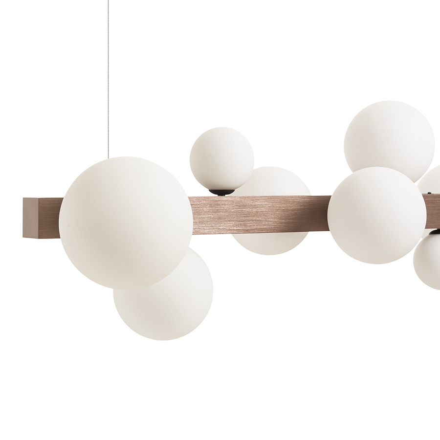 KASSANDRA Pendelleuchte Opalglas/Gebürstes Bronze 230V G9 8x6W