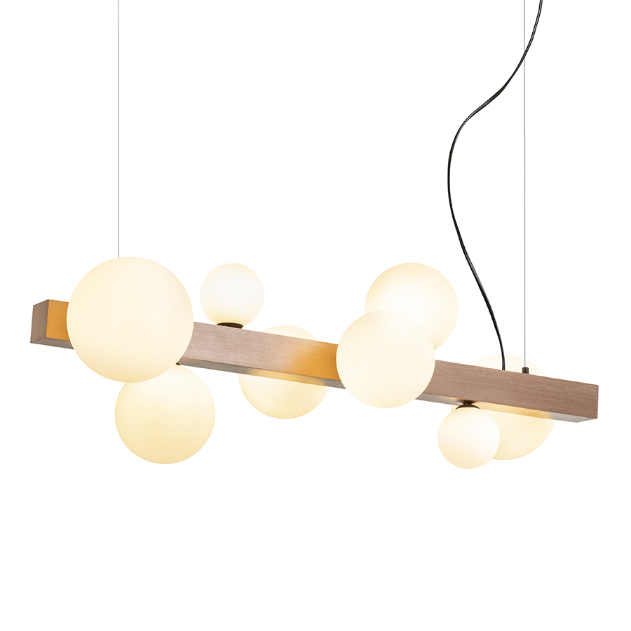 KASSANDRA Pendelleuchte Opalglas/Gebürstes Bronze 230V G9 8x6W