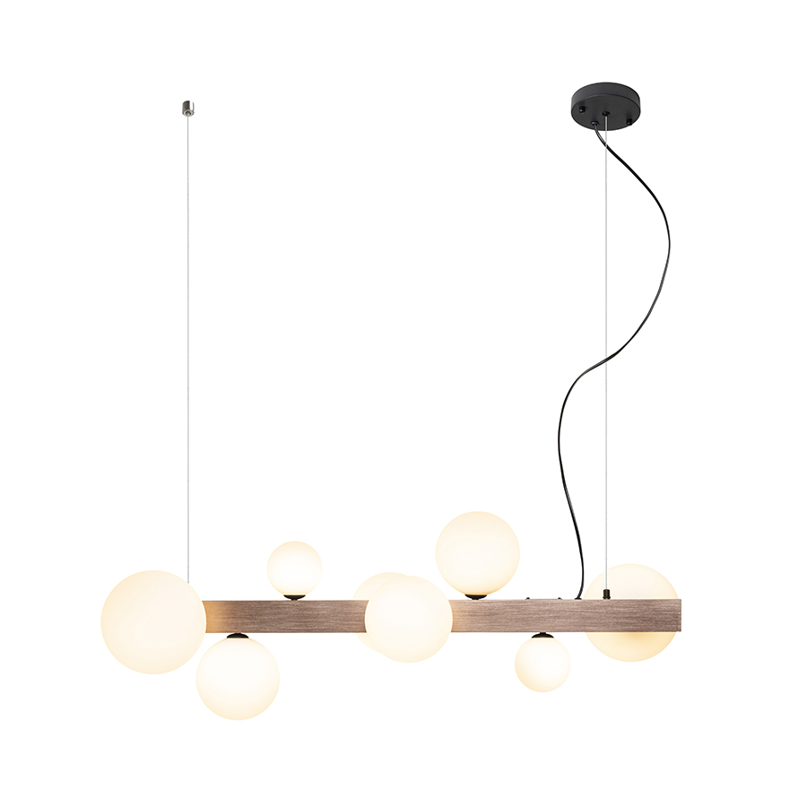 KASSANDRA Pendelleuchte Opalglas/Gebürstes Bronze 230V G9 8x6W